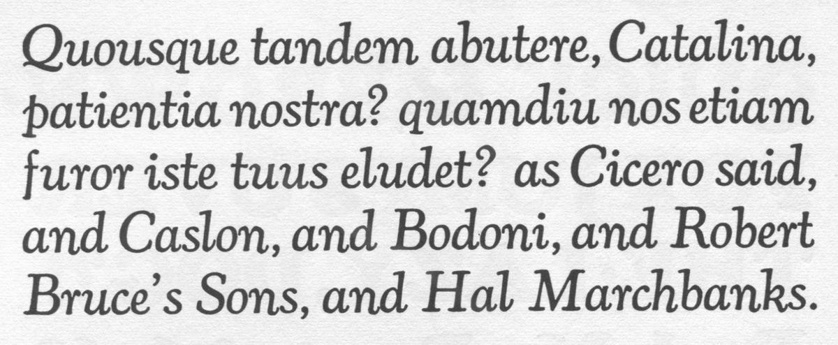 Cooper Oldstyle text proofs in two sizes